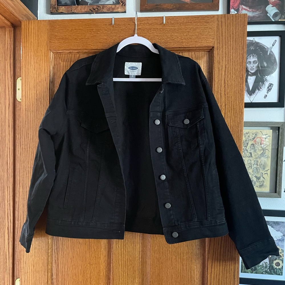 Black denim jacket old navy XL